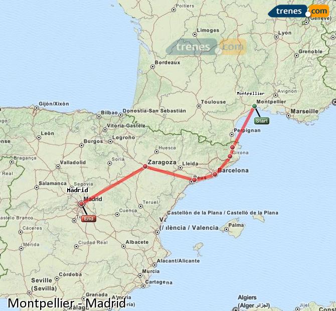 Train Montpellier St-Roch to Madrid