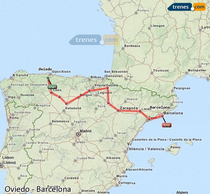Train Oviedo to Barcelona