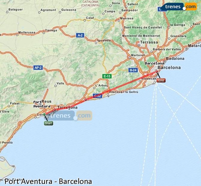 Train Salou - Port Aventura to Barcelona